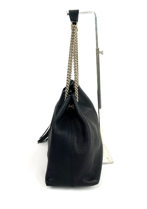 Gucci Soho Pebbled Leather Chain Medium Shoulder Bag Black 14