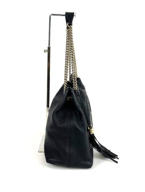 Gucci Soho Pebbled Leather Chain Medium Shoulder Bag Black 15