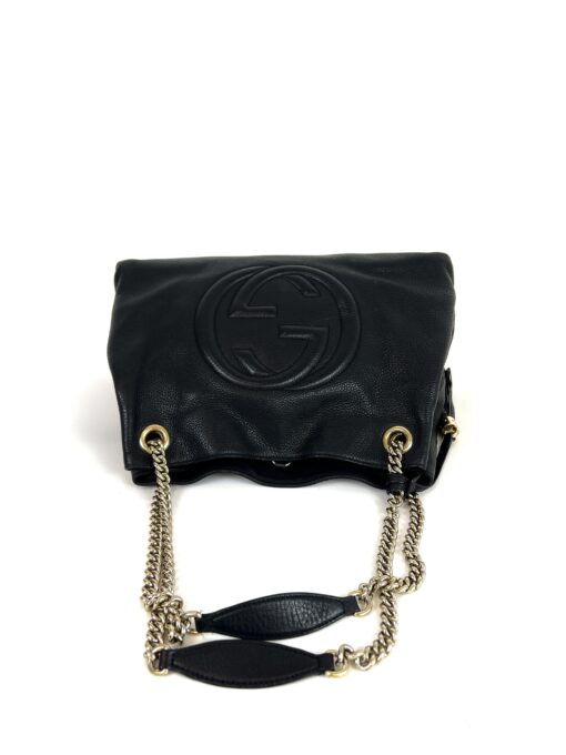 Gucci Soho Pebbled Leather Chain Medium Shoulder Bag Black 18
