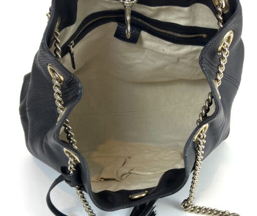 Gucci Soho Pebbled Leather Chain Medium Shoulder Bag Black 21