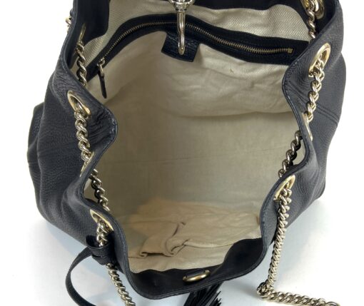 Gucci Soho Pebbled Leather Chain Medium Shoulder Bag Black 12