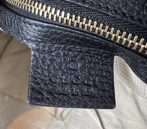 Gucci Soho Pebbled Leather Chain Medium Shoulder Bag Black 25