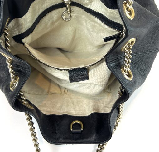 Gucci Soho Pebbled Leather Chain Medium Shoulder Bag Black 20