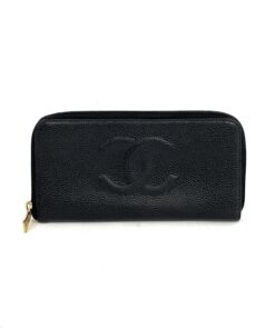 Chanel Black Leather Timeless Zippy Wallet