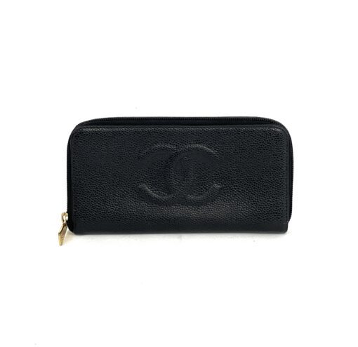 Chanel Black Leather Timeless Zippy Wallet 7