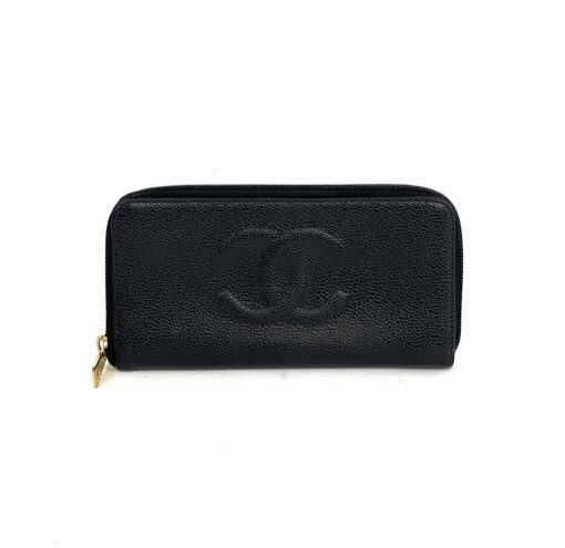 Chanel Black Leather Timeless Zippy Wallet