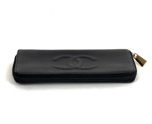 Chanel Black Leather Timeless Zippy Wallet 12