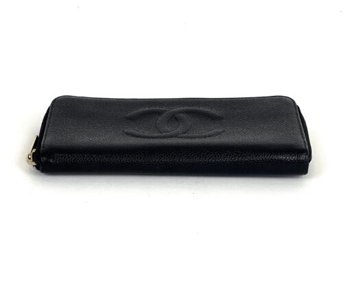 Chanel Black Leather Timeless Zippy Wallet 4