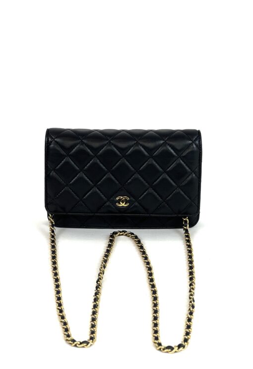 CHANEL Black Classic Wallet On Chain WOC Shoulder Bag Crossbody GHW