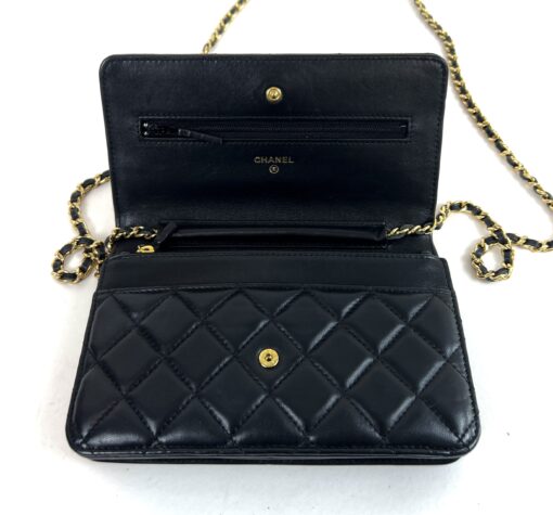 CHANEL Black Classic Wallet On Chain WOC Shoulder Bag Crossbody GHW 12