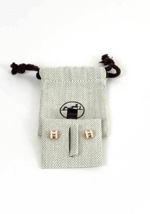 Brand New Hermes Mini Pop H Earrings Rose Dragée