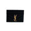 YSL Black Grained Leather Card Holder with Gold