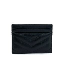 YSL Black Grained Leather Card Holder with Gold 2