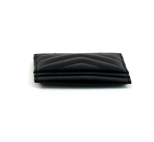 YSL Black Grained Leather Card Holder with Gold 6