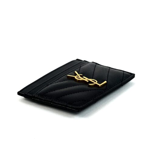 YSL Black Grained Leather Card Holder with Gold 5