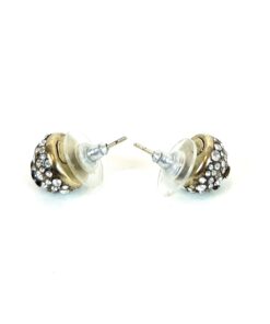Chanel Crystal Ball Silver Stud Earrings with Gold CC 2
