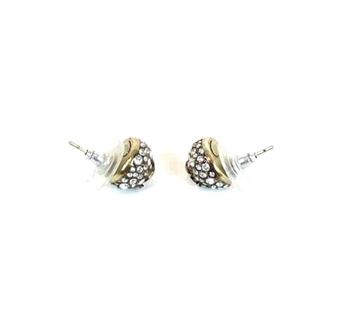 Chanel Crystal Ball Silver Stud Earrings with Gold CC 4