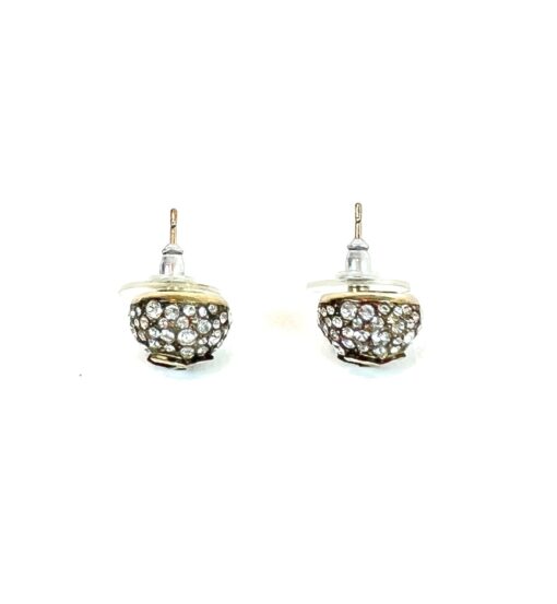 Chanel Crystal Ball Silver Stud Earrings with Gold CC 3