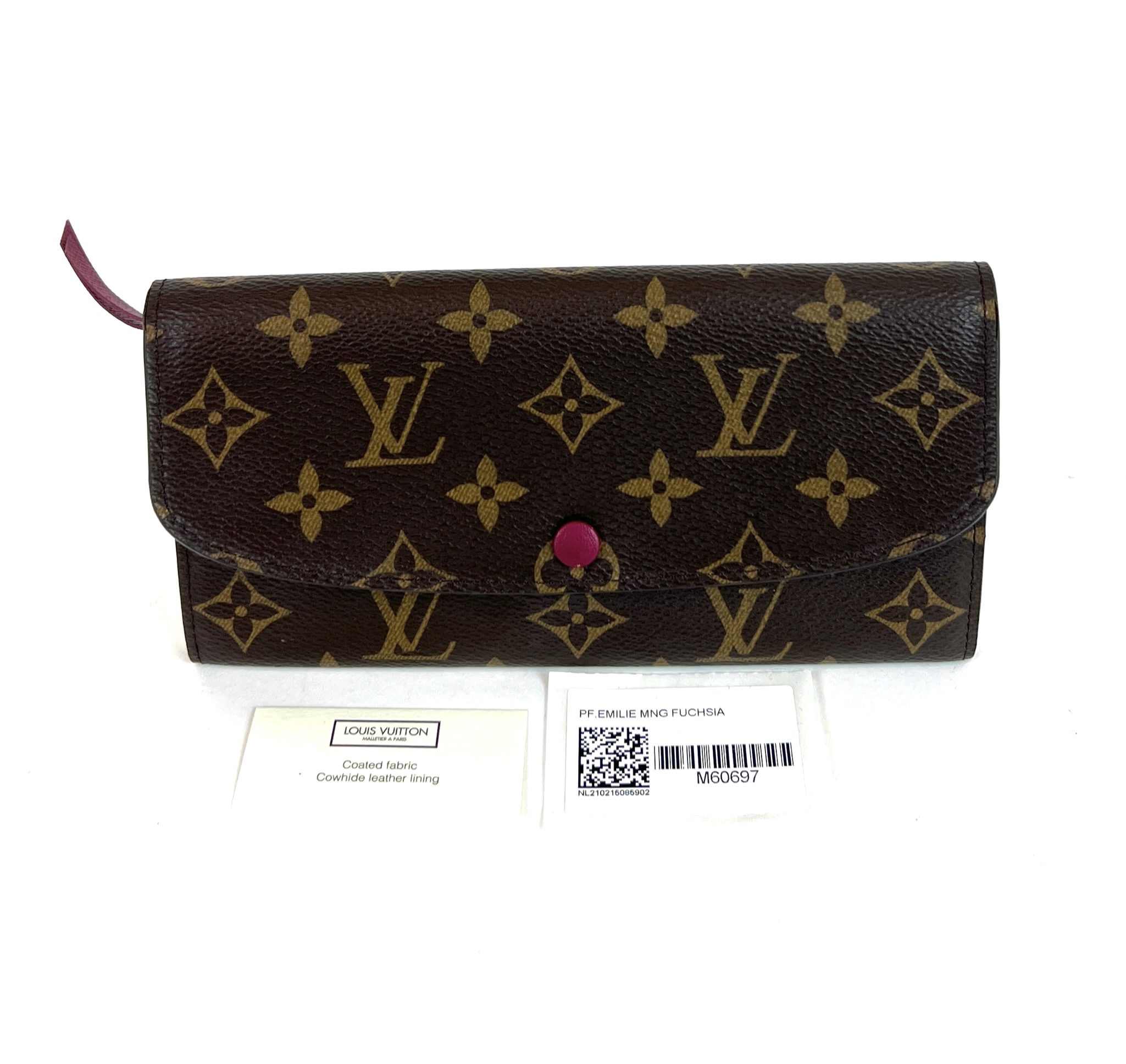 LOUIS VUITTON Monogram Canvas Fuchsia Leather deals Emilie Flap Wallet