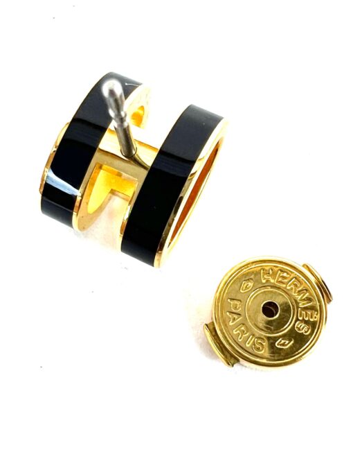 Hermes H Necklace and Pop Earrings Set in Black/Gold - Image 14