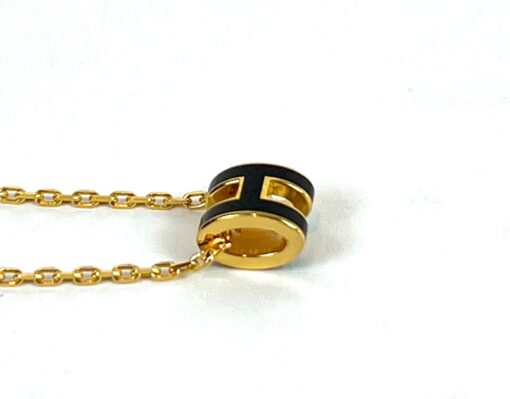 Hermes H Necklace and Pop Earrings Set in Black/Gold - Image 9