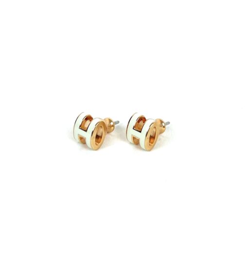 Hermes Mini Pop H Earrings White Rose Gold 6