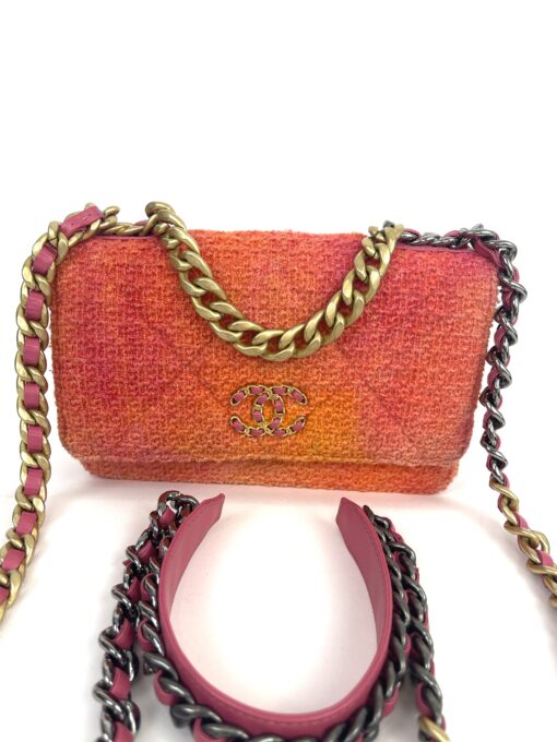 Chanel Quilted Pink Coral Tweed Crossbody Small - Image 14