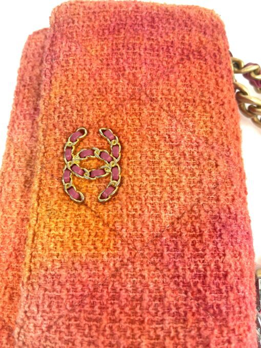 Chanel Quilted Pink Coral Tweed Crossbody Small - Image 3
