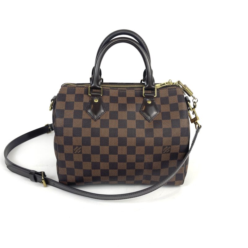 【希少】 LOUIS VUITTON Damier Ebene Speedy Bandouliere 25 ❤️LOUIS VUITTON: Damier Ebene SPEEDY 25 Bag + LV Lock + LV