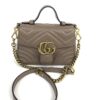 Gucci Marmont Dusty Rose Leather Mini Top Handle Crossbody