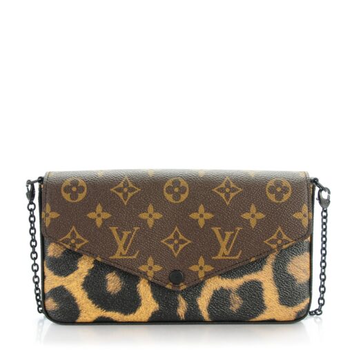 Bundle Louis Vuitton Leopard Felicie and LV Pallas Compact Monogram Red Wallet