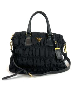 Prada Tessuto Gaufre Nylon Small Black Satchel Handbag