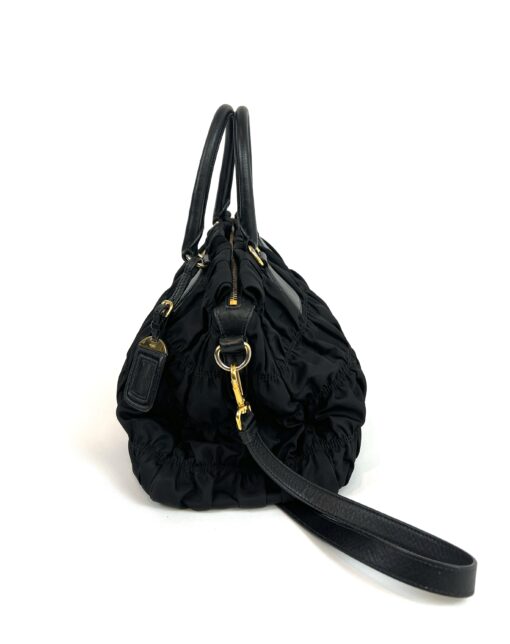 Prada Tessuto Gaufre Nylon Small Black Satchel Handbag 6
