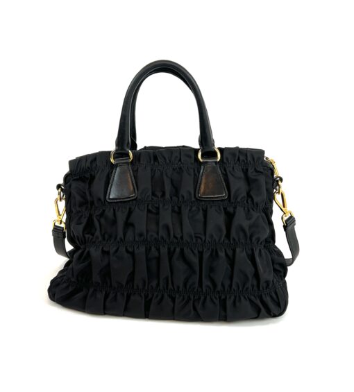Prada Tessuto Gaufre Nylon Small Black Satchel Handbag 5