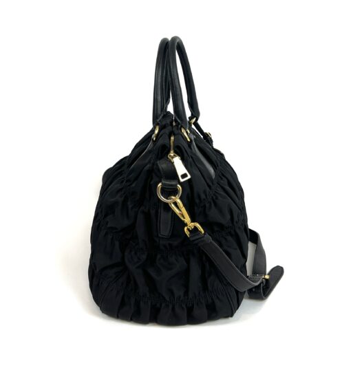 Prada Tessuto Gaufre Nylon Small Black Satchel Handbag 7