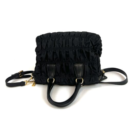 Prada Tessuto Gaufre Nylon Small Black Satchel Handbag 8