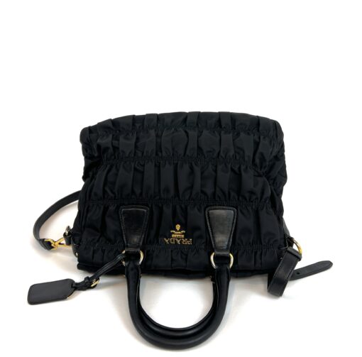 Prada Tessuto Gaufre Nylon Small Black Satchel Handbag 9