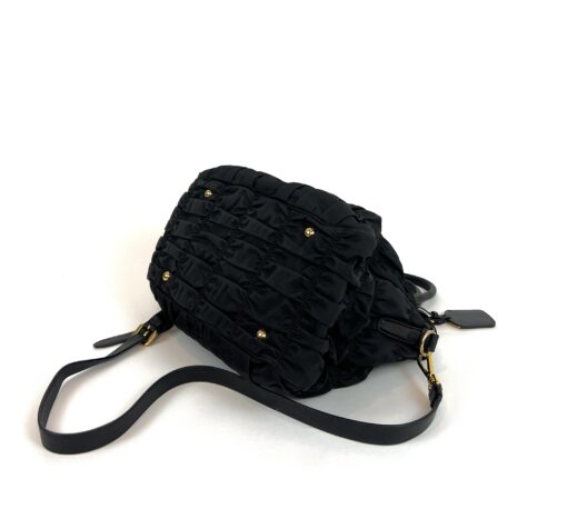 Prada Tessuto Gaufre Nylon Small Black Satchel Handbag 11
