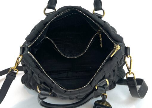 Prada Tessuto Gaufre Nylon Small Black Satchel Handbag 13