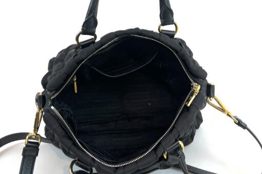 Prada Tessuto Gaufre Nylon Small Black Satchel Handbag 12