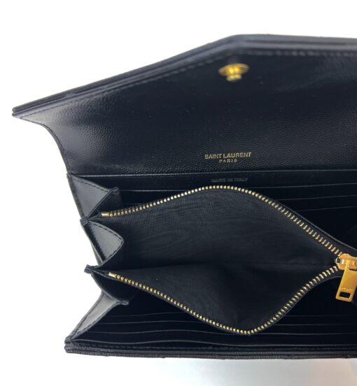 YSL SAINT LAURENT GRAIN DE POUDRE EMBOSSED LEATHER CASSANDRE MATELASSÉ LARGE FLAP WALLET 10