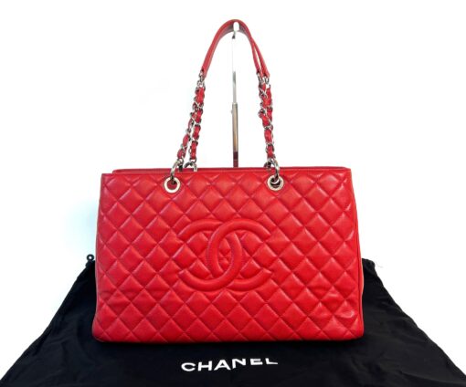 Chanel Red Caviar Grand Shopping Tote XL GST Silver 2