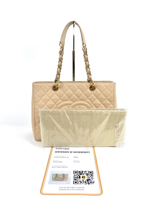 Chanel Caviar Quilted Grand Shopping Tote GST Beige Clair Gold 5