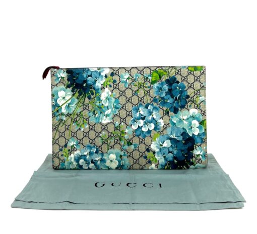 Gucci Blue Blooms Large Tablet Documents Holder Clutch 2