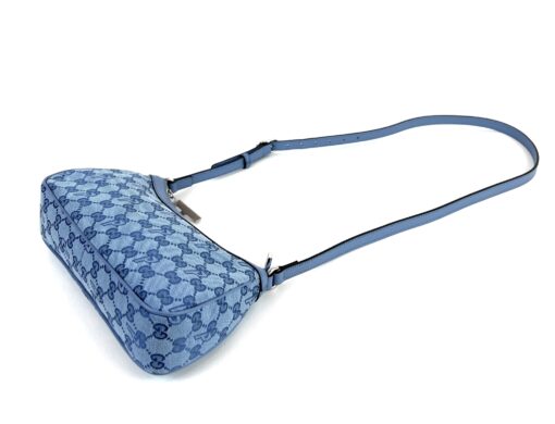 Gucci X PALACE Supreme Monogram Palace Textured Dollar Calfskin Shoulder Bag Blue 14