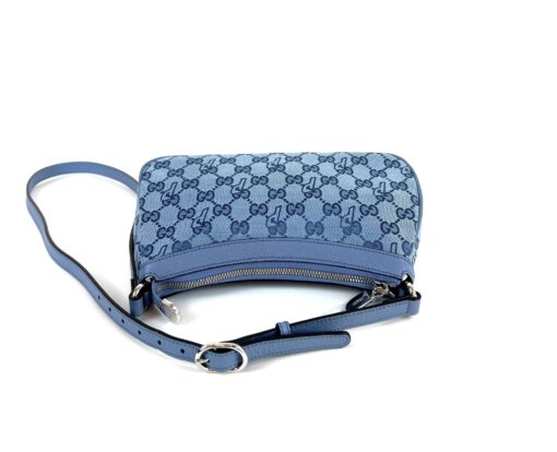 Gucci X PALACE Supreme Monogram Palace Textured Dollar Calfskin Shoulder Bag Blue 9