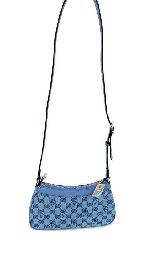 Gucci X PALACE Supreme Monogram Palace Textured Dollar Calfskin Shoulder Bag Blue 12