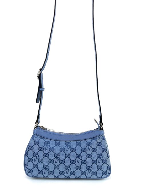 Gucci X PALACE Supreme Monogram Palace Textured Dollar Calfskin Shoulder Bag Blue 8