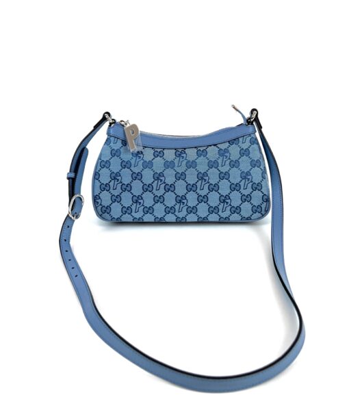 Gucci X PALACE Supreme Monogram Palace Textured Dollar Calfskin Shoulder Bag Blue 4