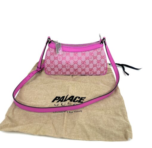 Gucci X PALACE Supreme Monogram Palace Textured Dollar Calfskin Shoulder Bag Pink Pale Rose 3